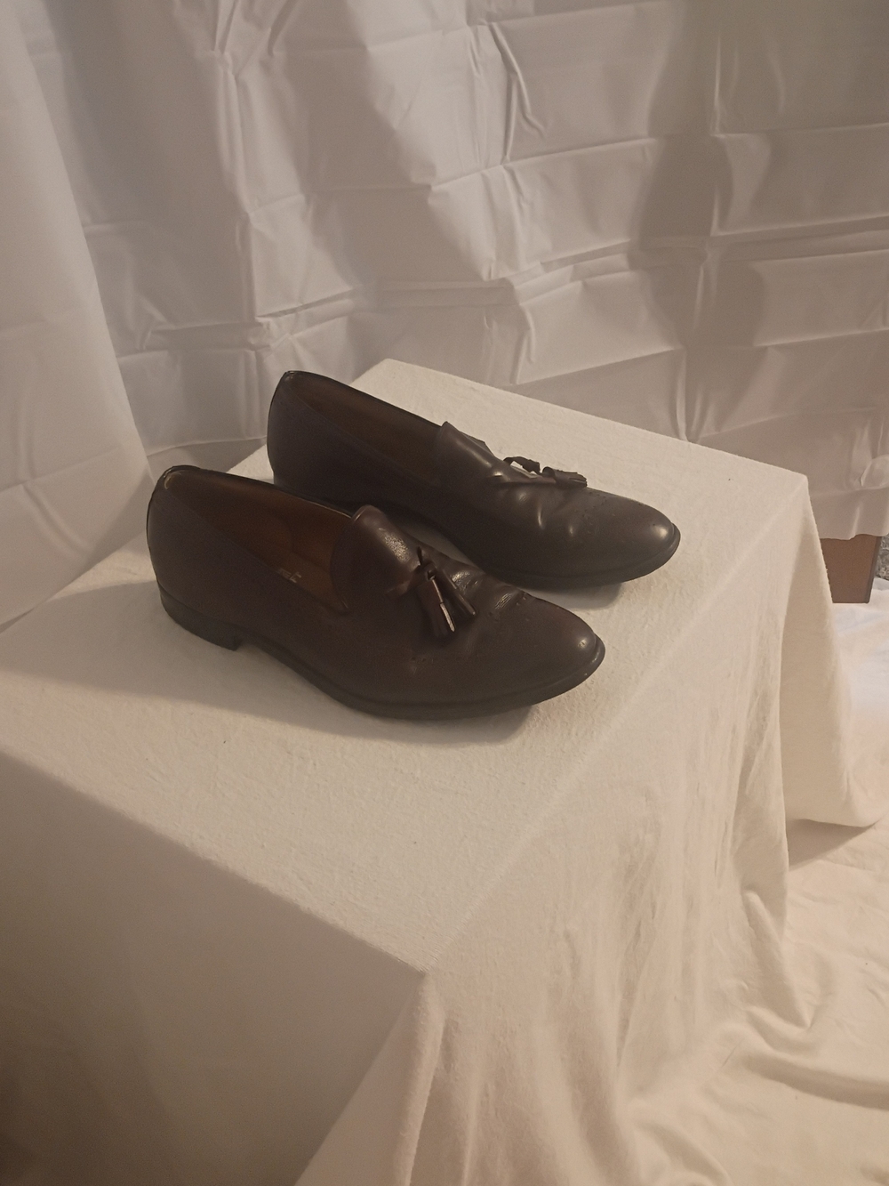 Men's Brown Leather Tassel Loafers - Slip-On Dress Shoes